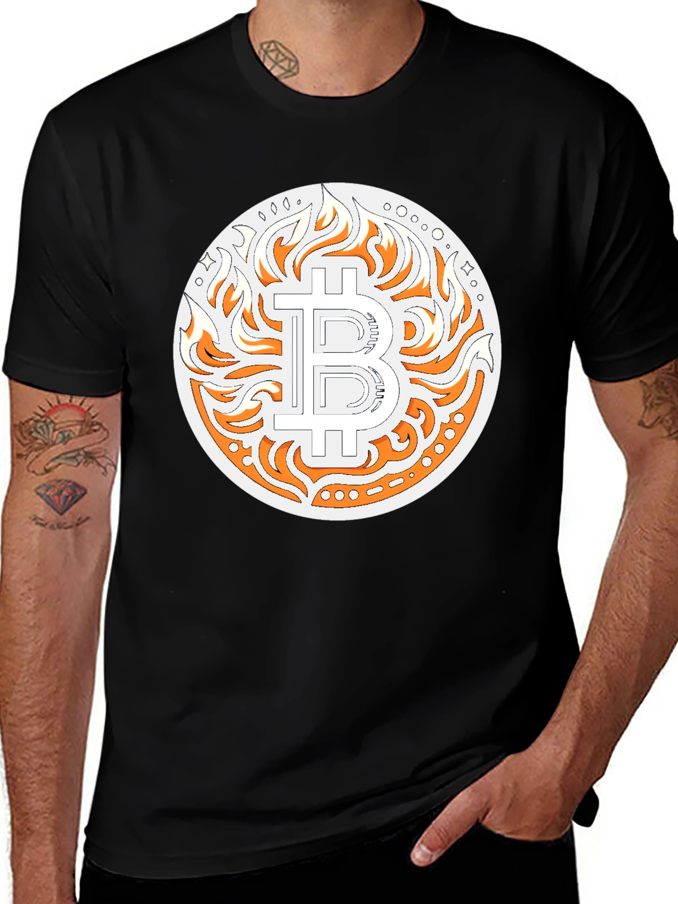 Bitcoin Flame Graphic T-Shirt - Crypto Style