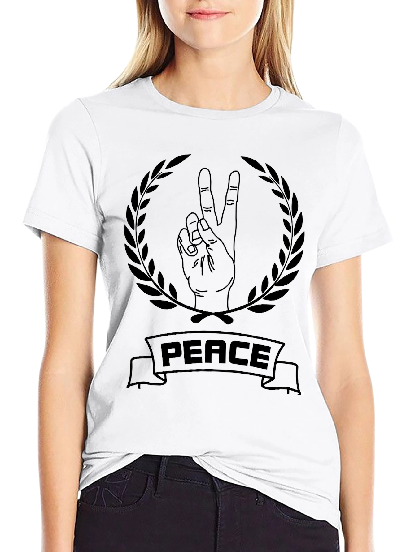 Peace Sign Graphic Tee - Black Comfort