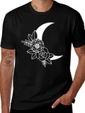 Floral Moon Graphic Tee - Stylish & Unique