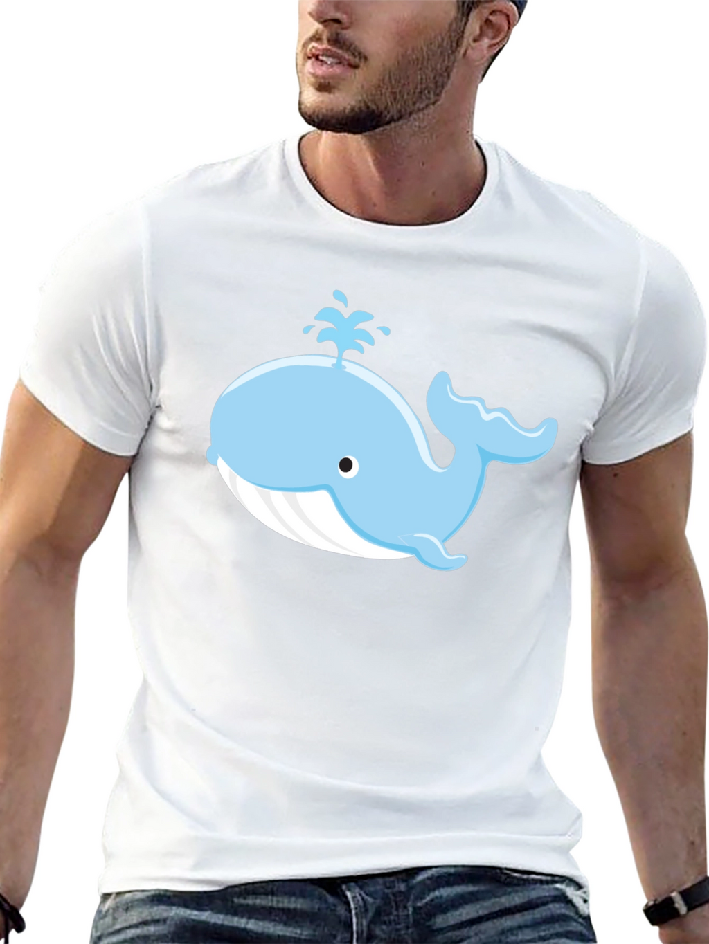 Cute Whale Graphic Black T-Shirt