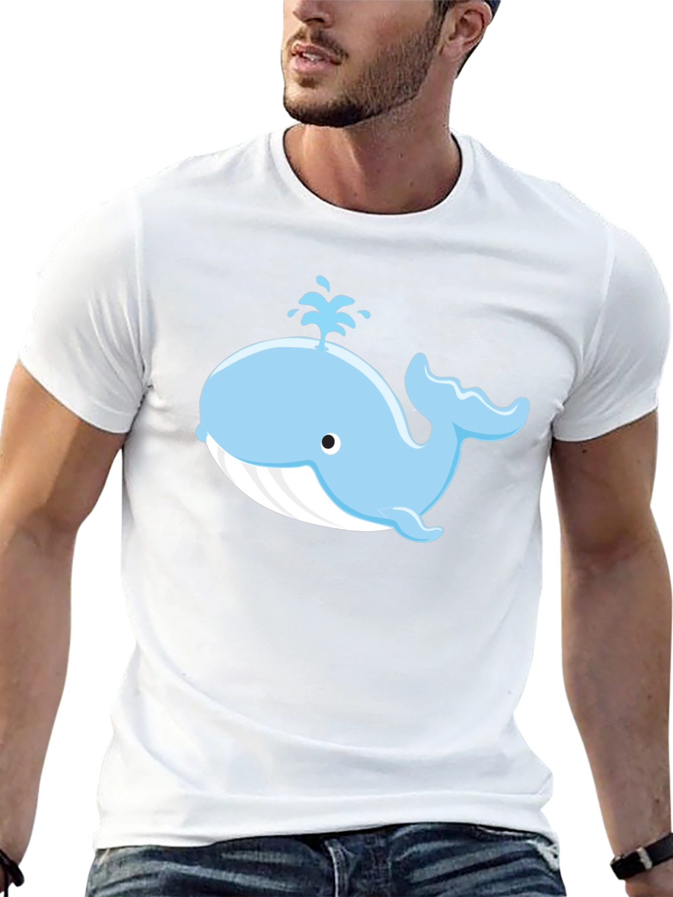 Cute Whale Graphic Black T-Shirt
