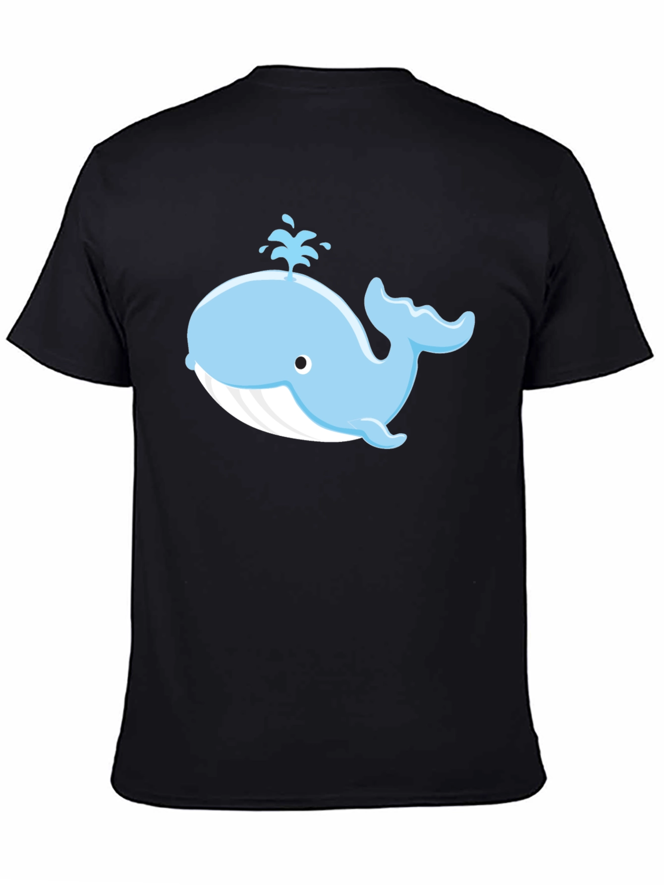 Cute Whale Graphic Black T-Shirt