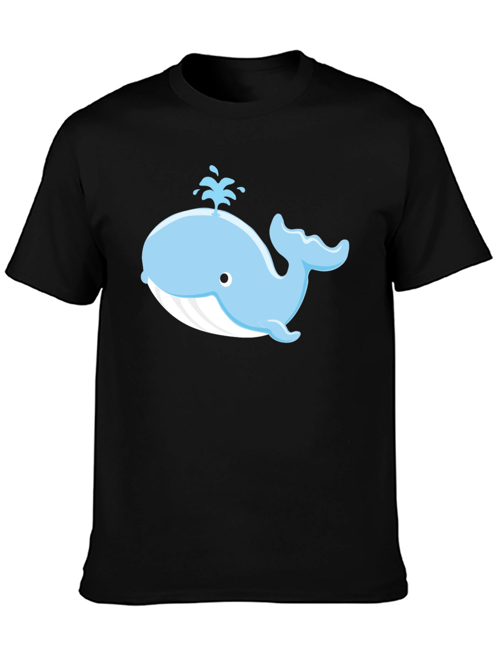 Cute Whale Graphic Black T-Shirt
