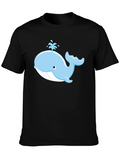 Cute Whale Graphic Black T-Shirt