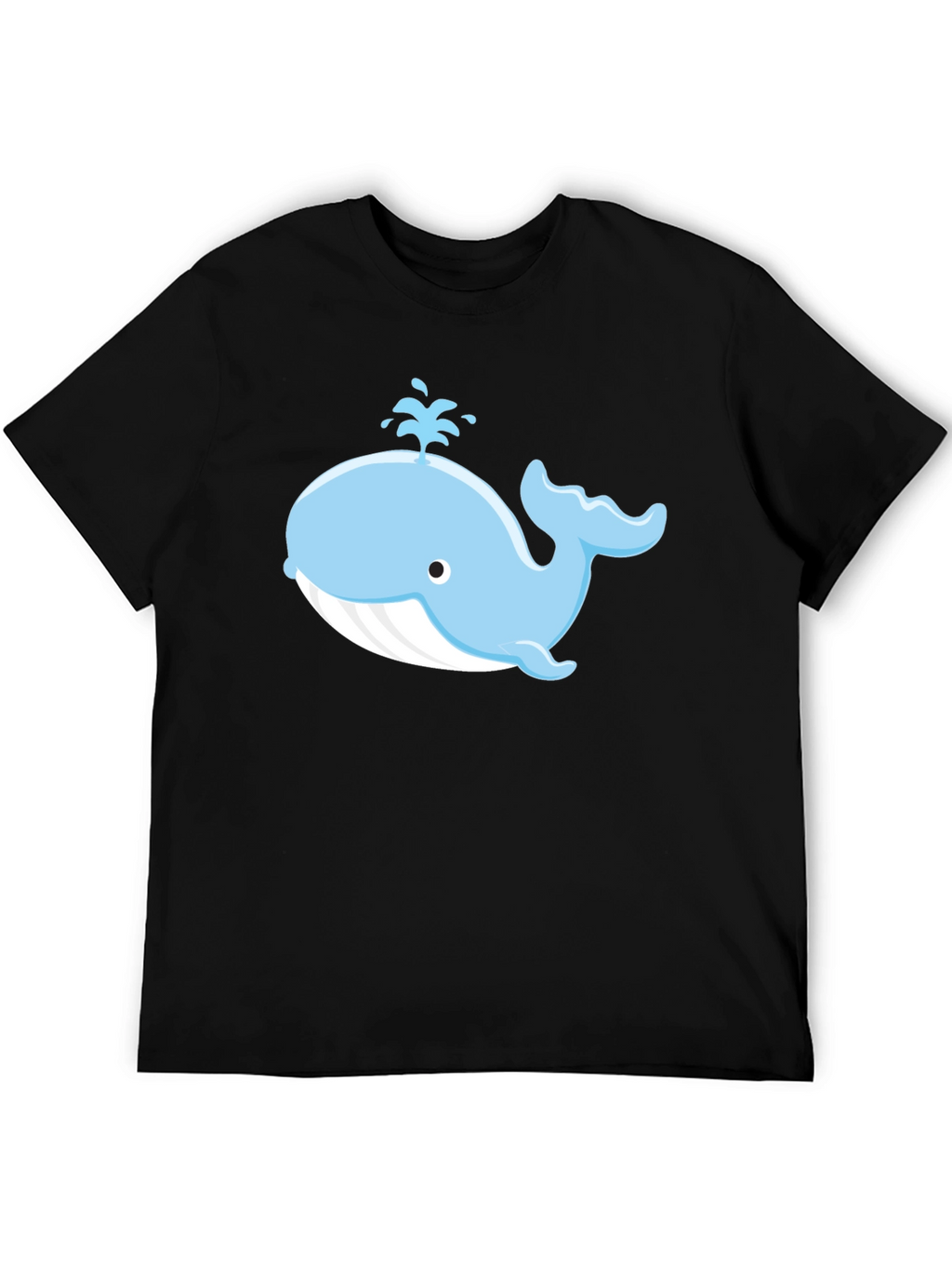 Cute Whale Graphic Black T-Shirt