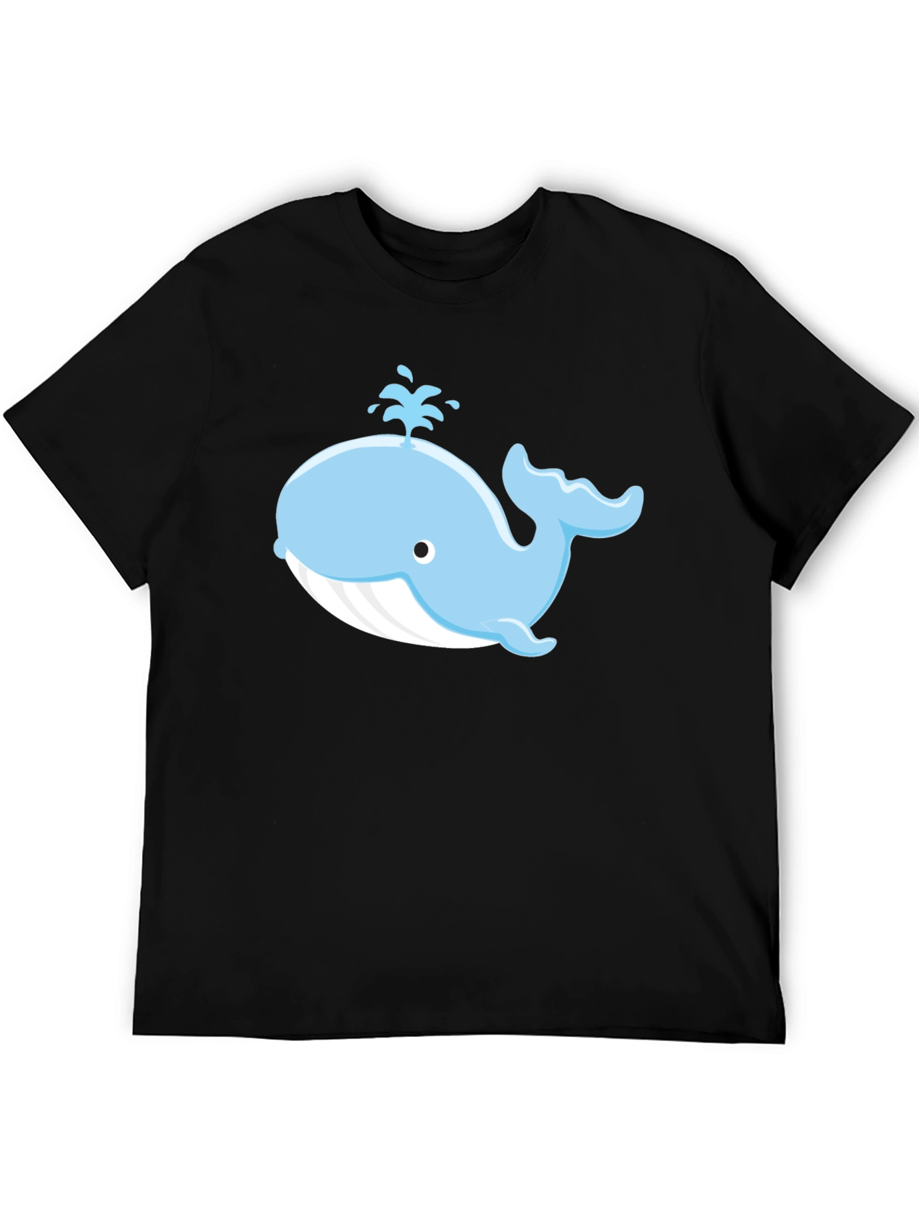 Cute Whale Graphic Black T-Shirt