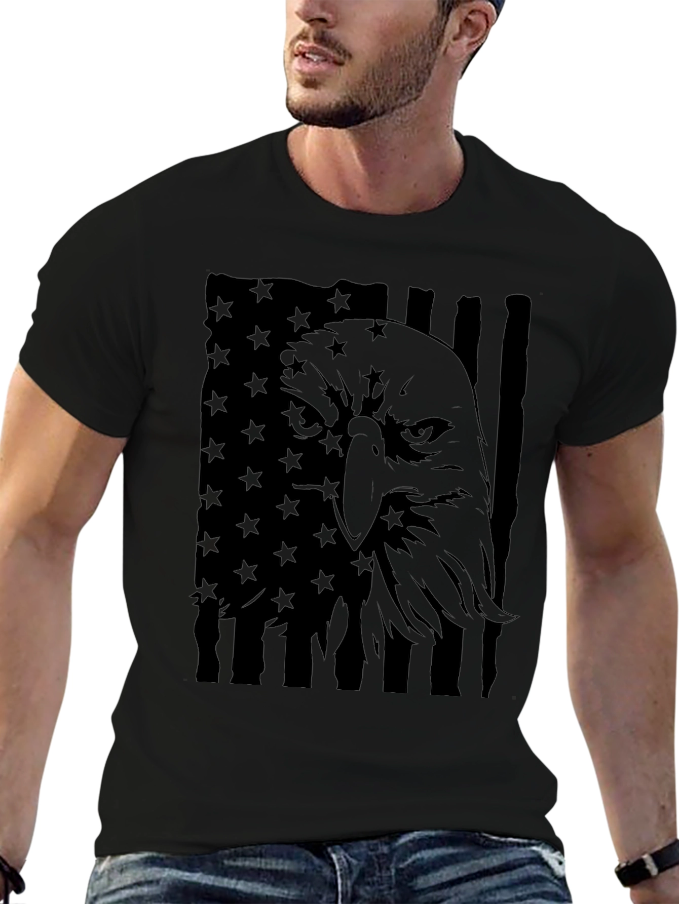 American Eagle Flag T-Shirt - Black