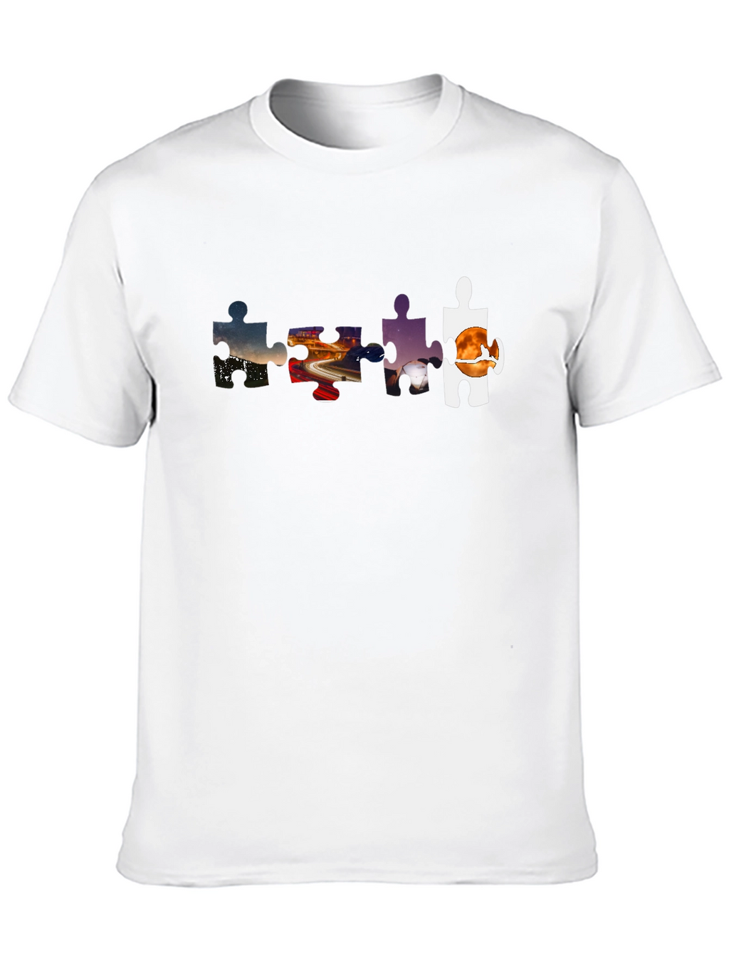 Puzzle Piece Landscape Graphic Tee - Black