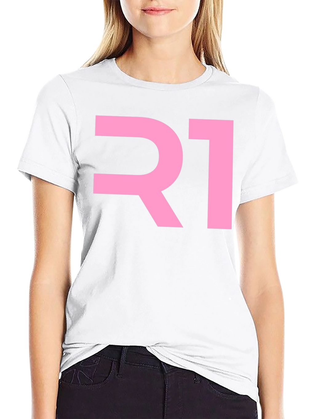 R1 Pink Graphic Black T-Shirt
