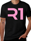 R1 Pink Graphic Black T-Shirt