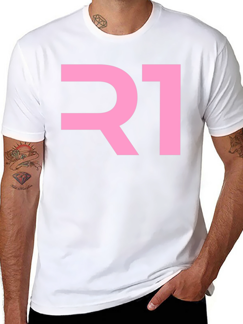 R1 Pink Graphic Black T-Shirt