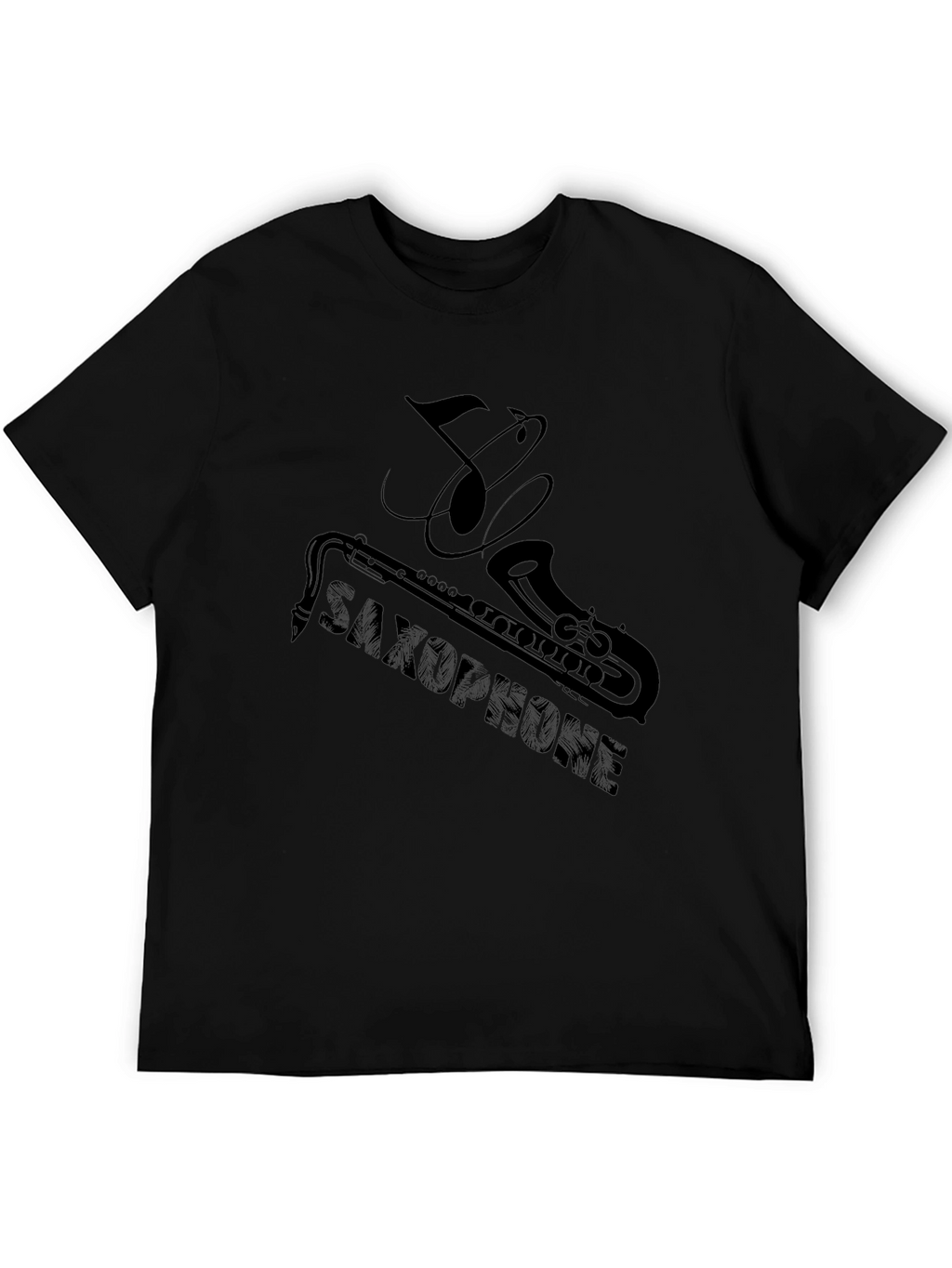 Saxophone Music Note Graphic T-Shirt - Black