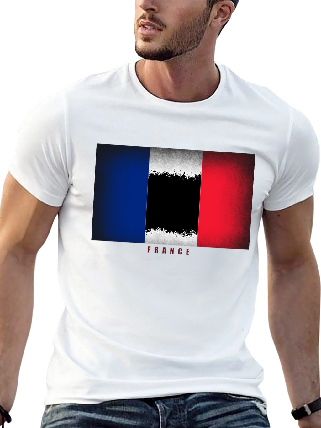 France Flag Graphic Tee - Stylish Black T-Shirt