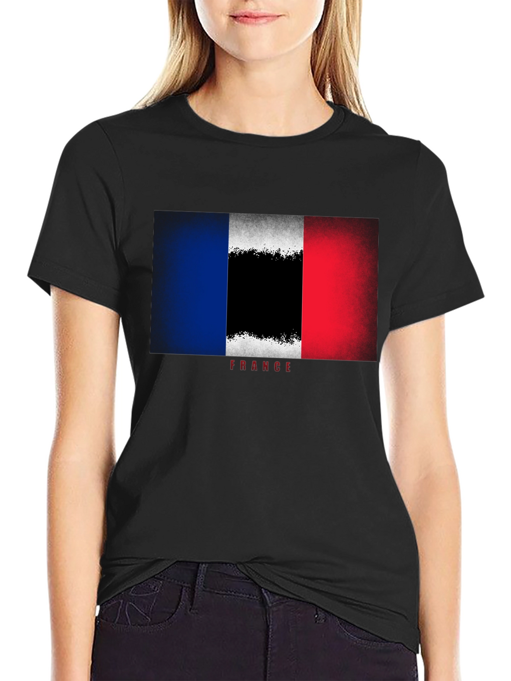 France Flag Graphic Tee - Stylish Black T-Shirt