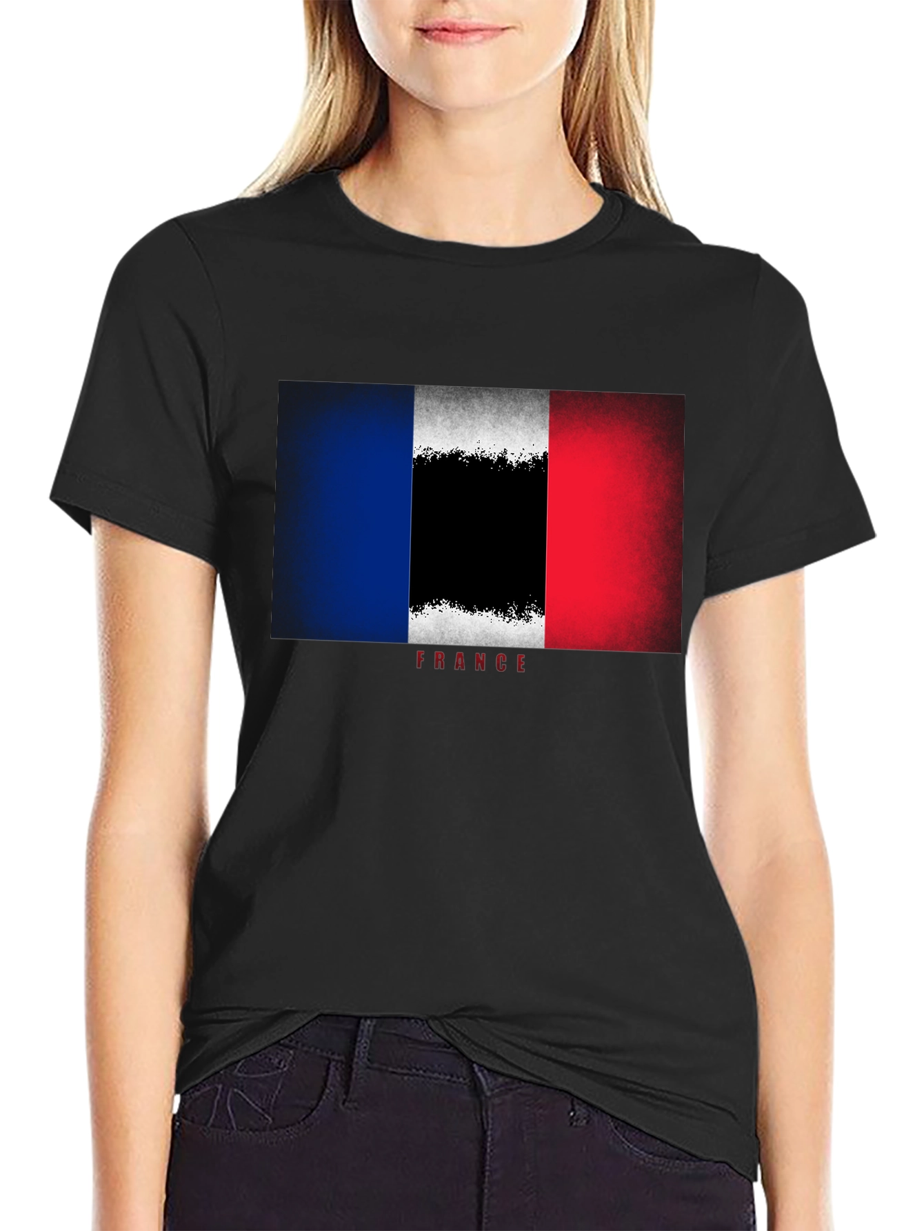 France Flag Graphic Tee - Stylish Black T-Shirt
