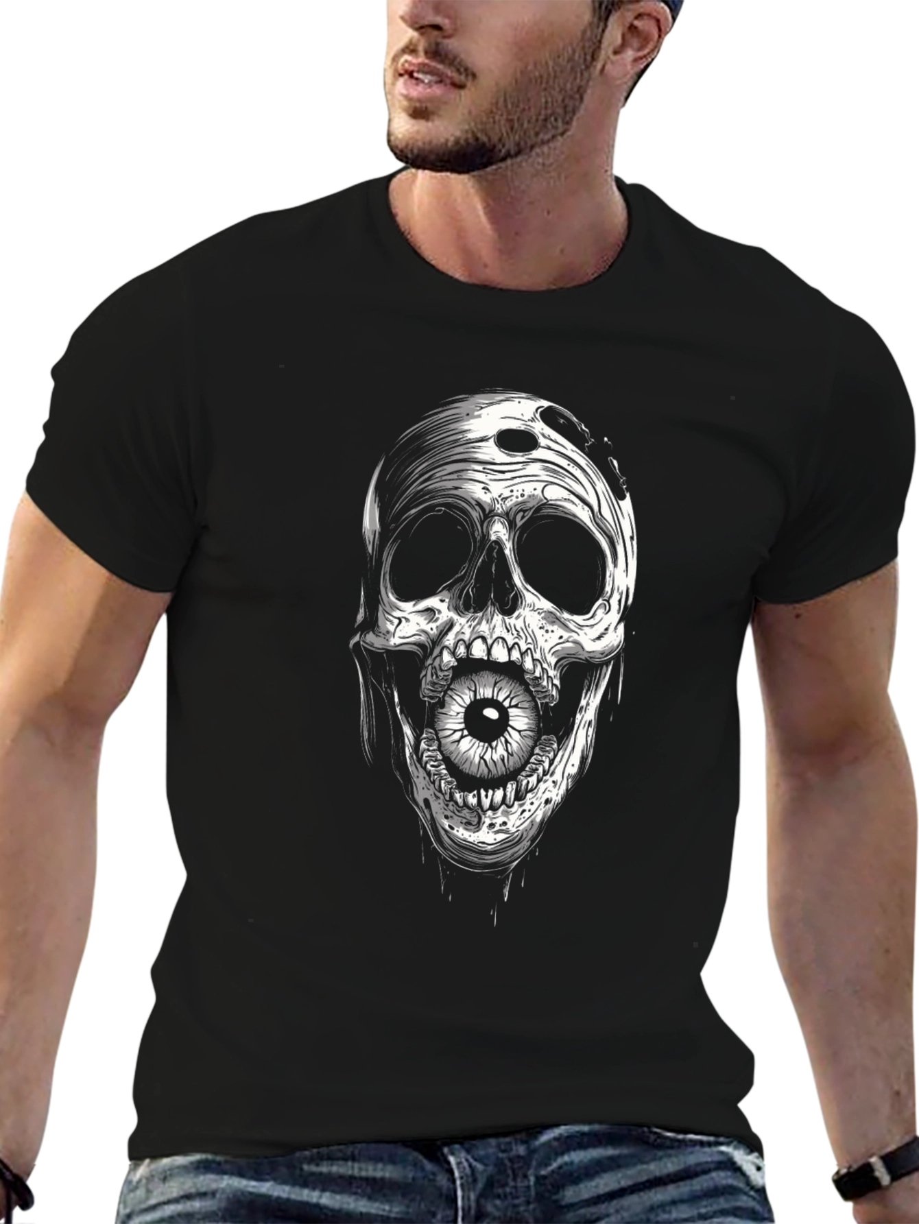 Skull with Eyeball Black T-Shirt
