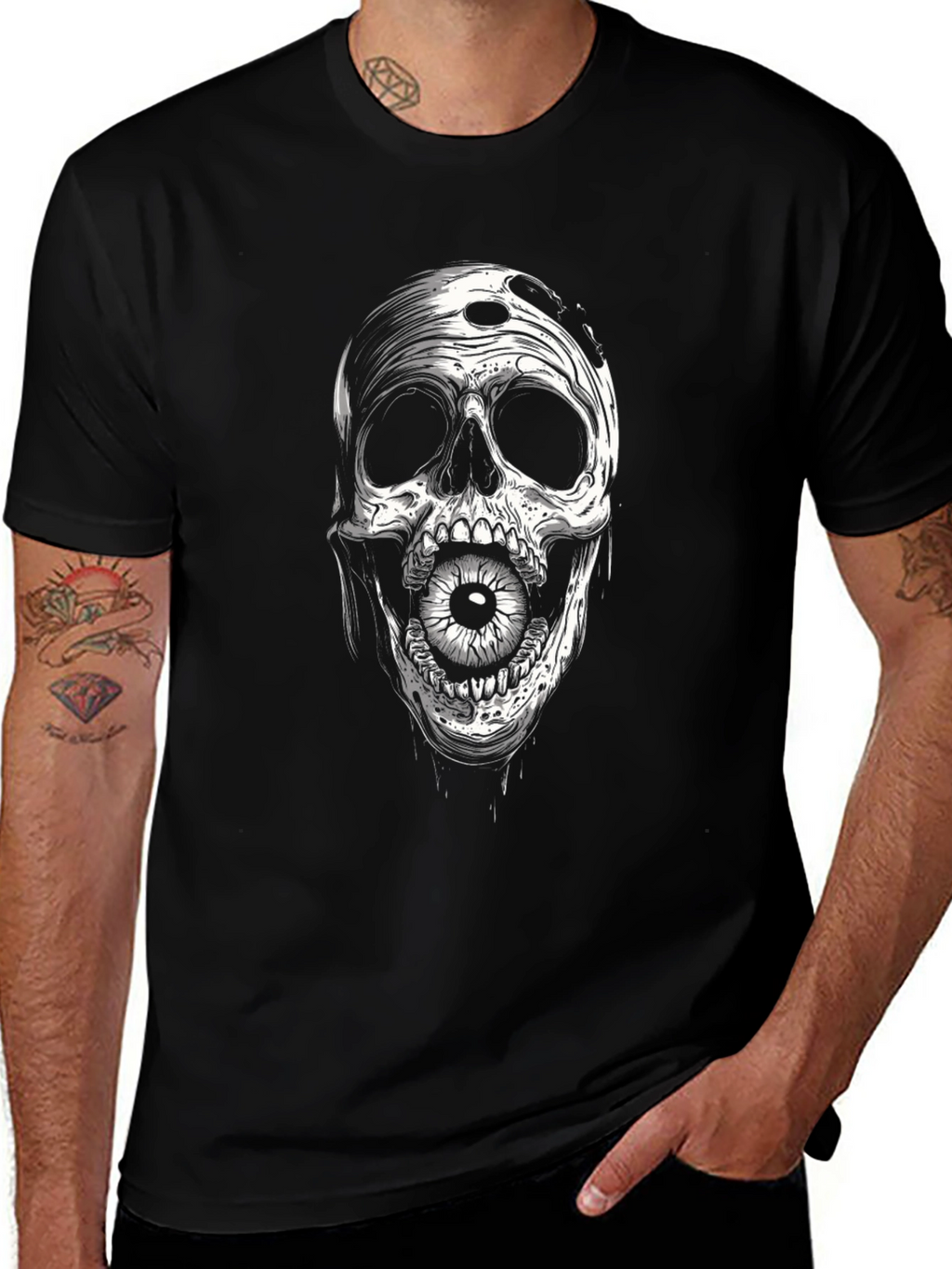 Skull with Eyeball Black T-Shirt