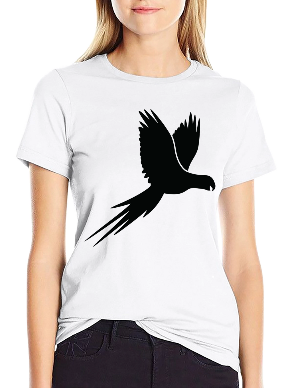 Black Parrot Silhouette Mens Graphic Tee
