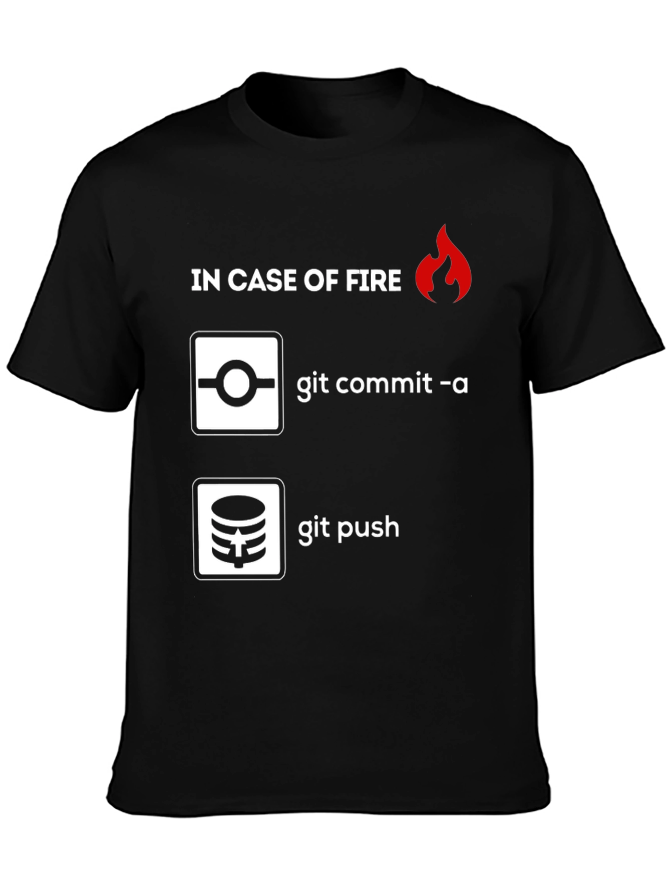 Funny Programmer T-Shirt: In Case of Fire Git Commit & Push