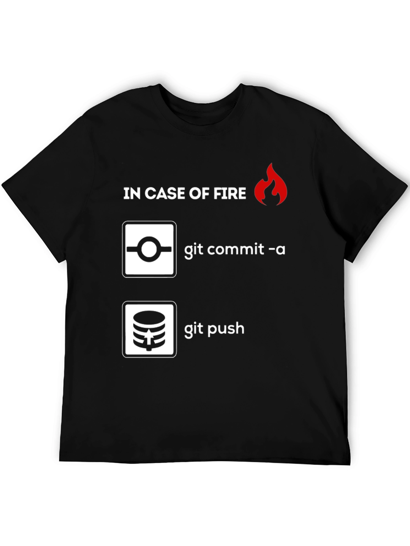 Funny Programmer T-Shirt: In Case of Fire Git Commit & Push