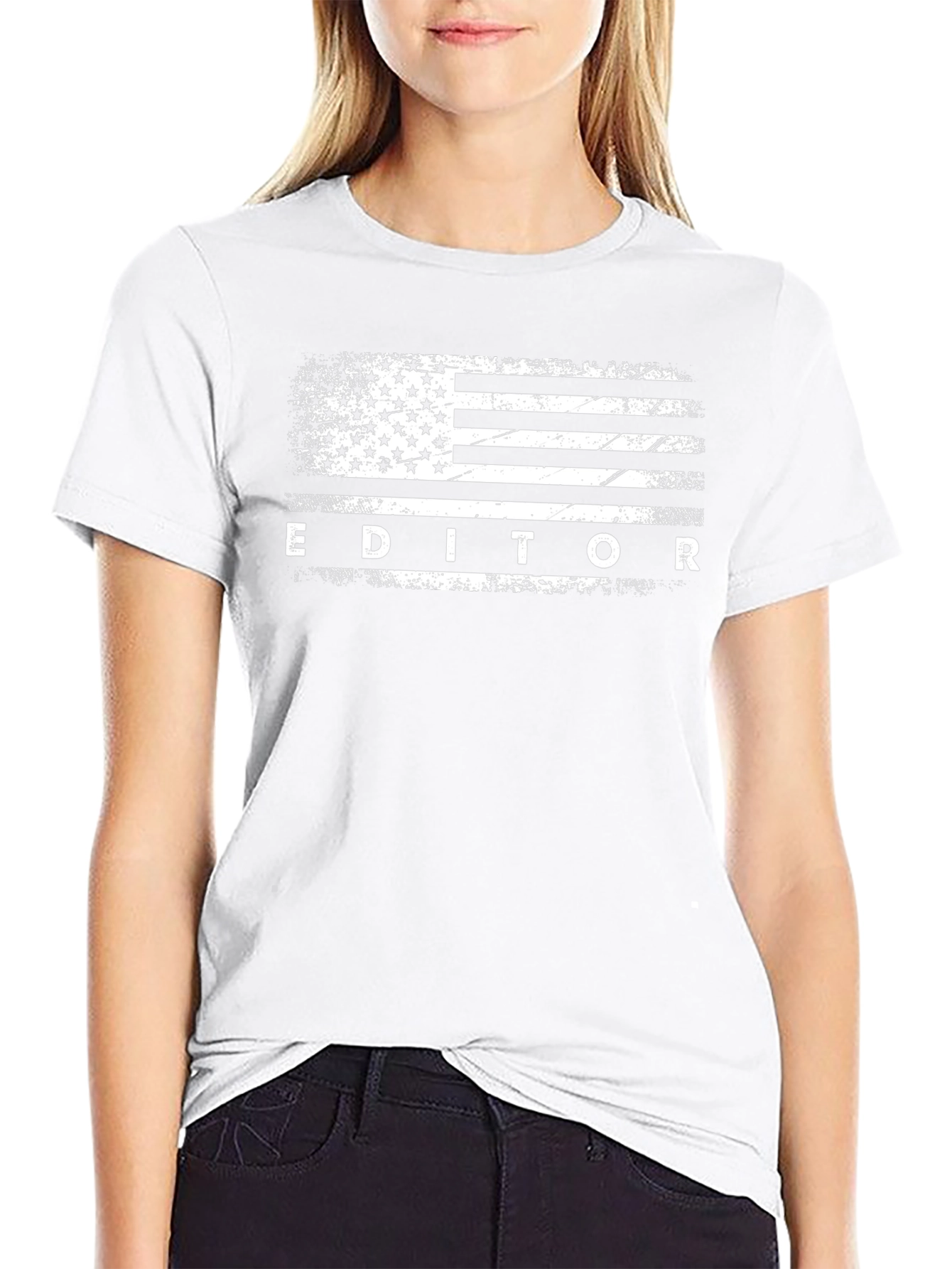 Editor American Flag Graphic Tee - Black