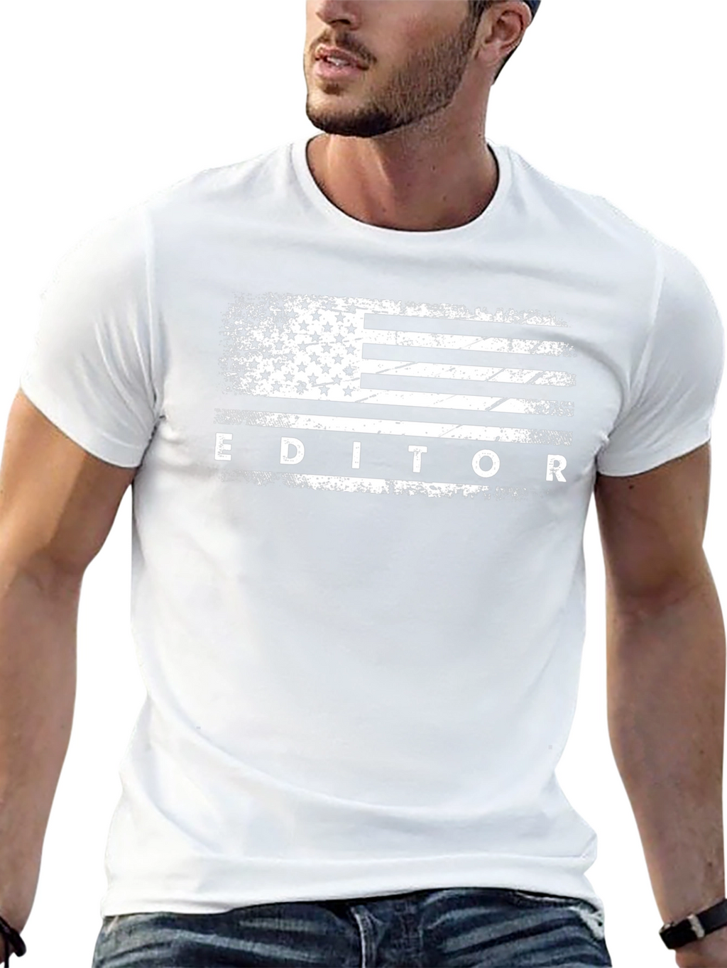 Editor American Flag Graphic Tee - Black