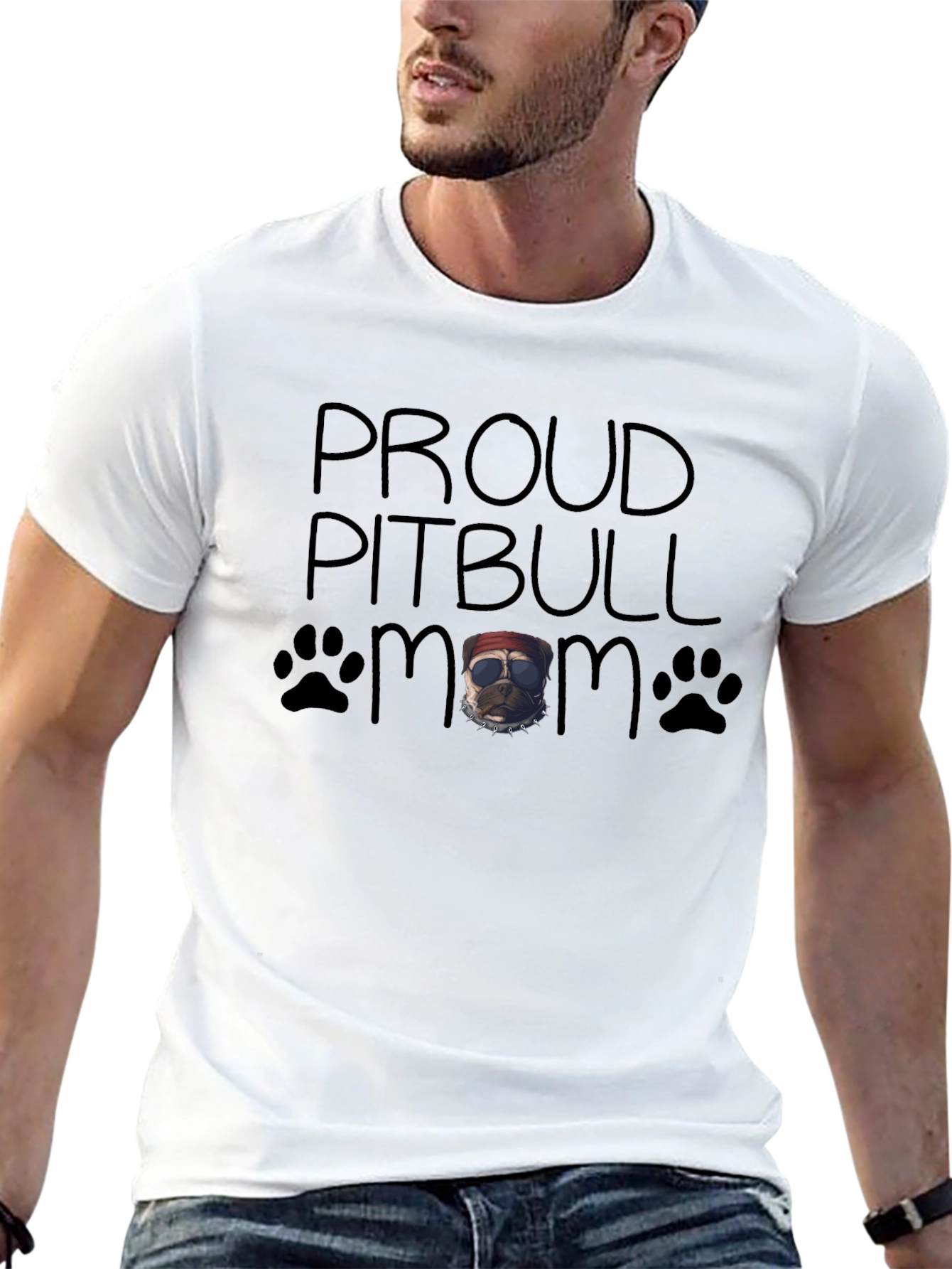 Proud Pitbull Mom Graphic T-Shirt
