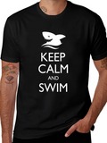 Keep Calm & Swim Black Graphic Tee