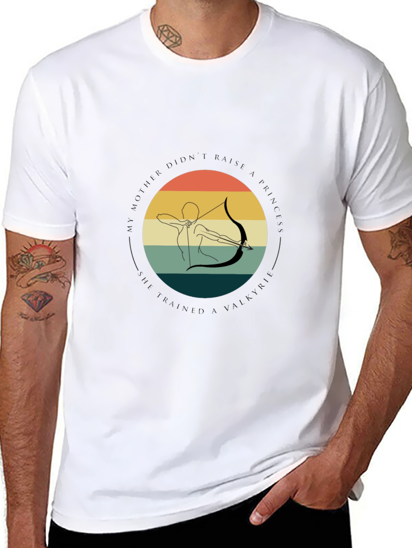 Valkyrie Archer Graphic Tee - Black Cotton T-Shirt