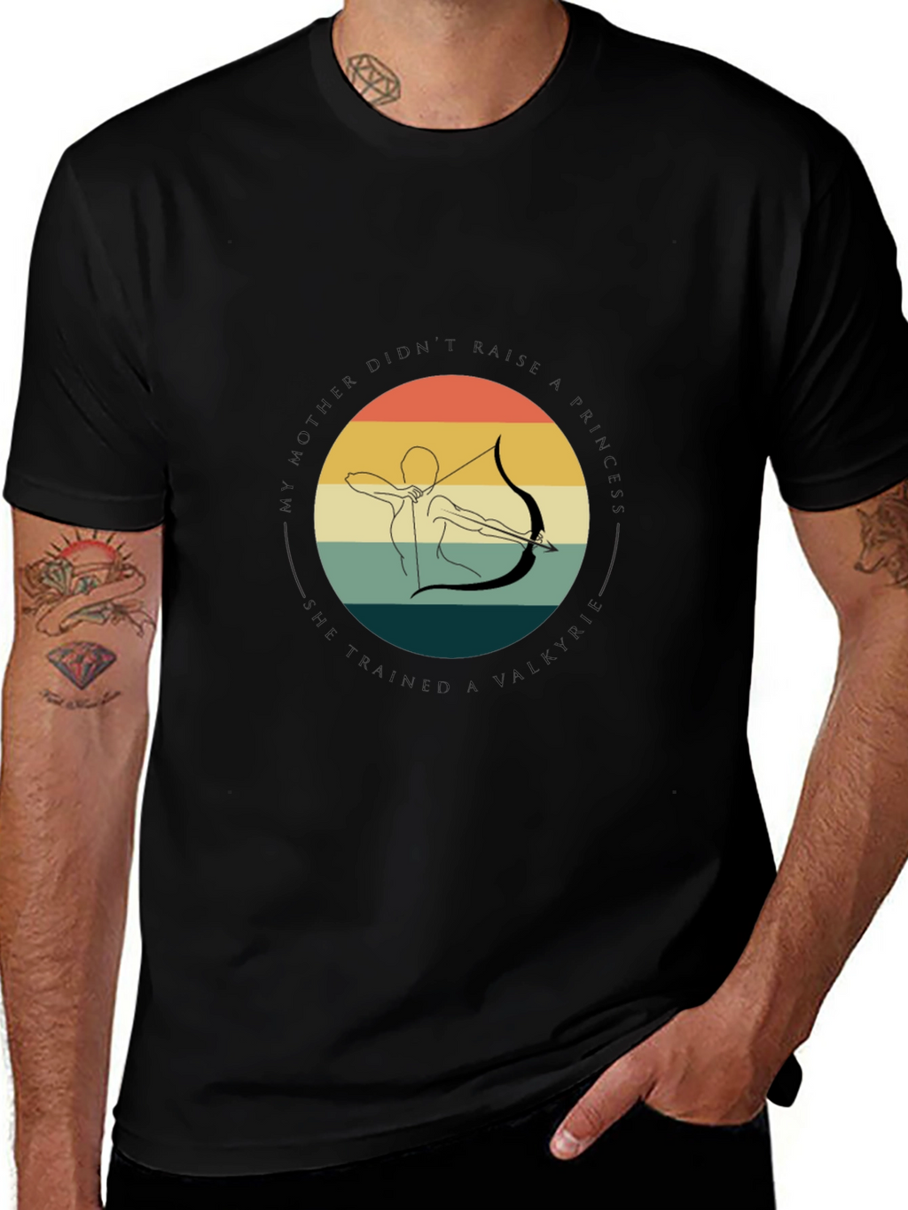 Valkyrie Archer Graphic Tee - Black Cotton T-Shirt