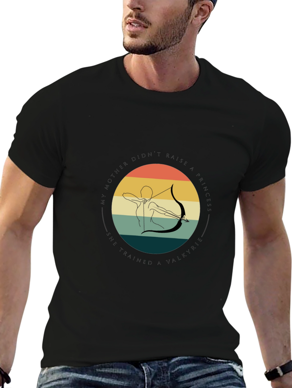 Valkyrie Archer Graphic Tee - Black Cotton T-Shirt