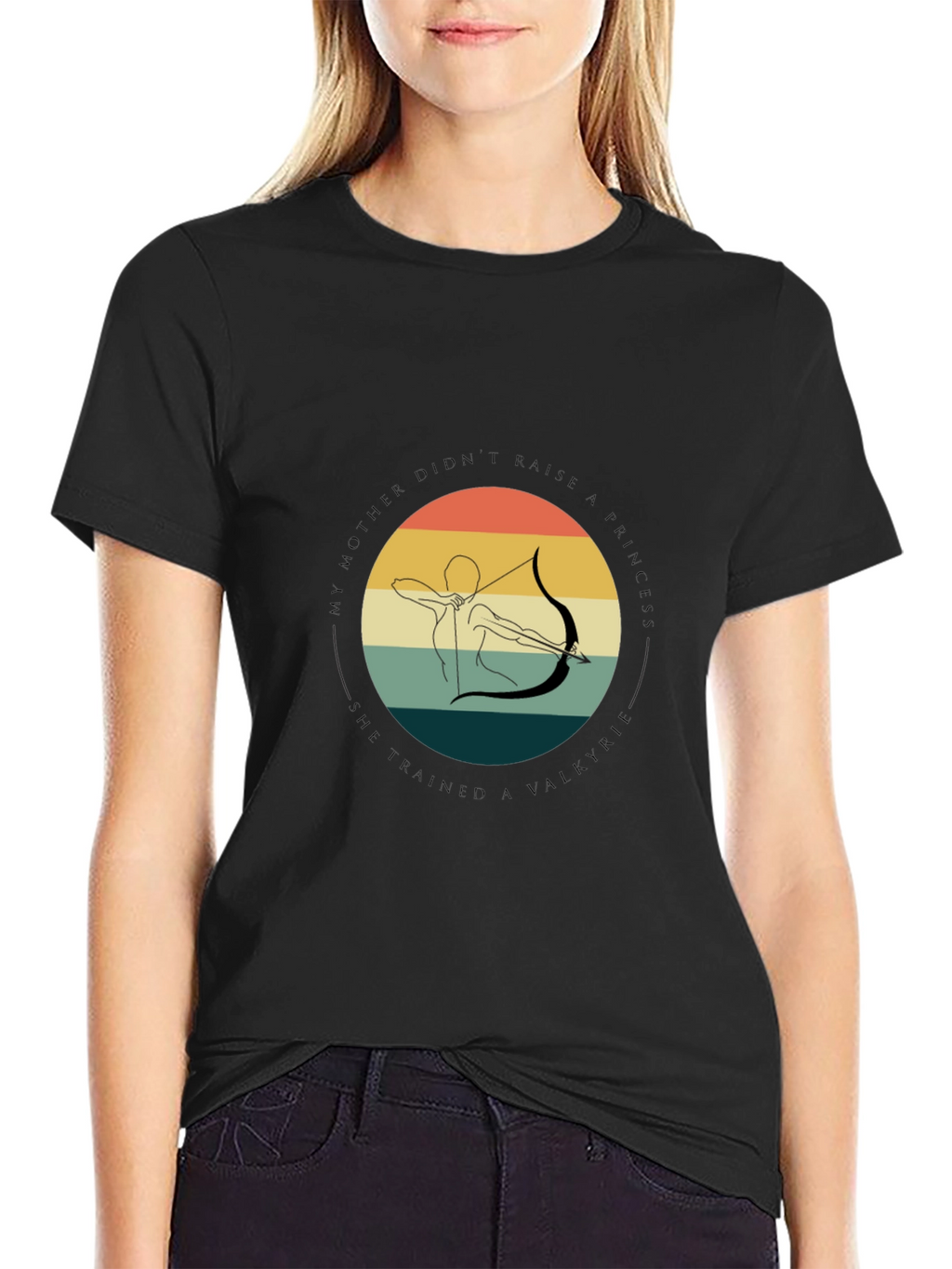 Valkyrie Archer Graphic Tee - Black Cotton T-Shirt