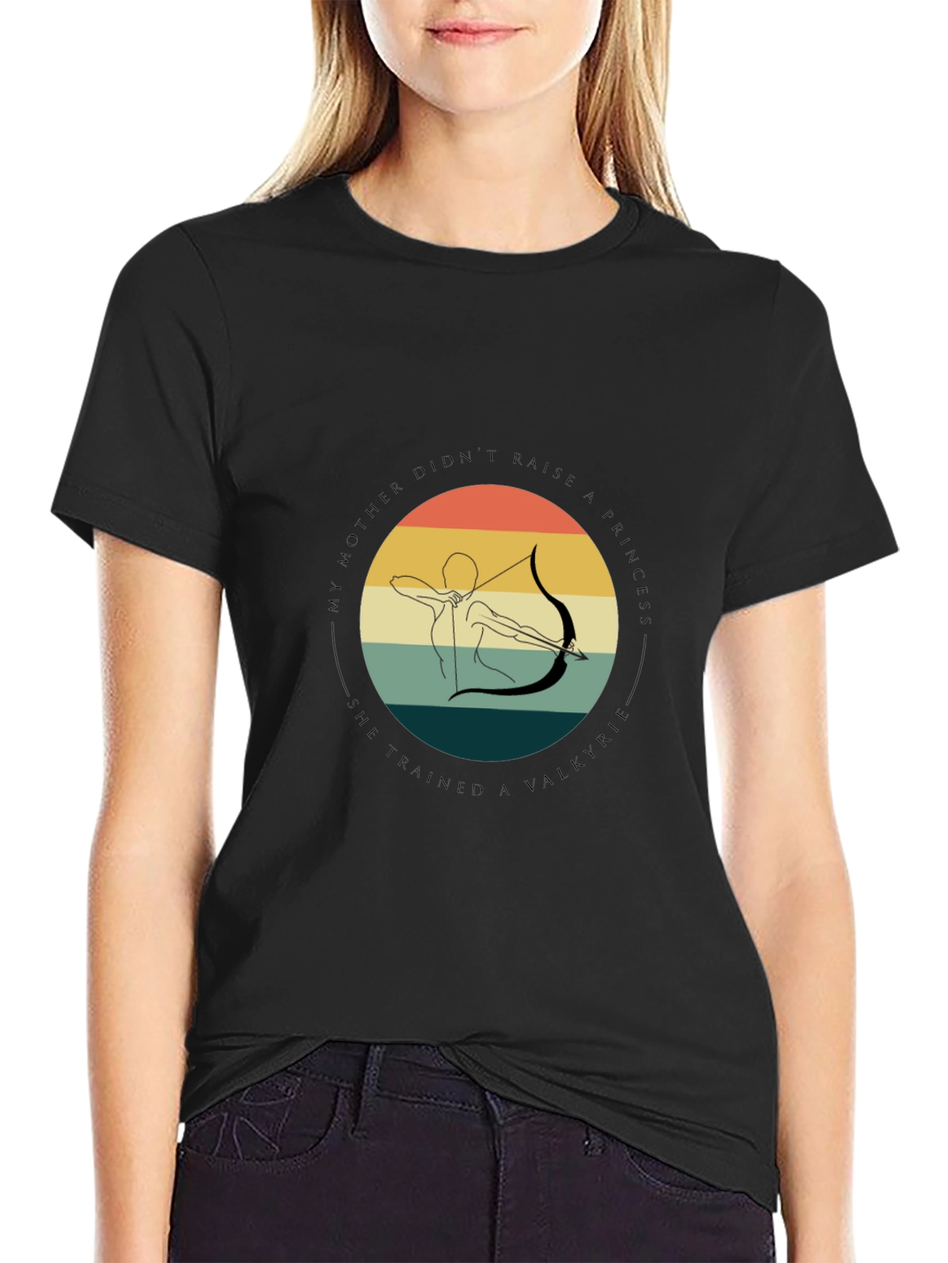 Valkyrie Archer Graphic Tee - Black Cotton T-Shirt