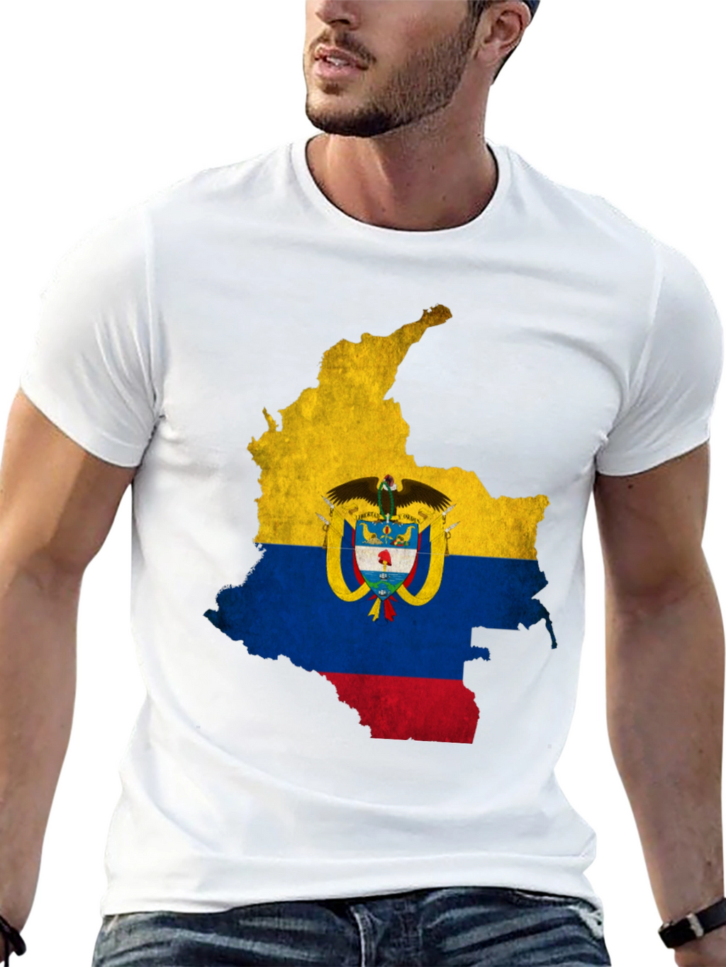 Colombia Flag Map Graphic Tee - Black