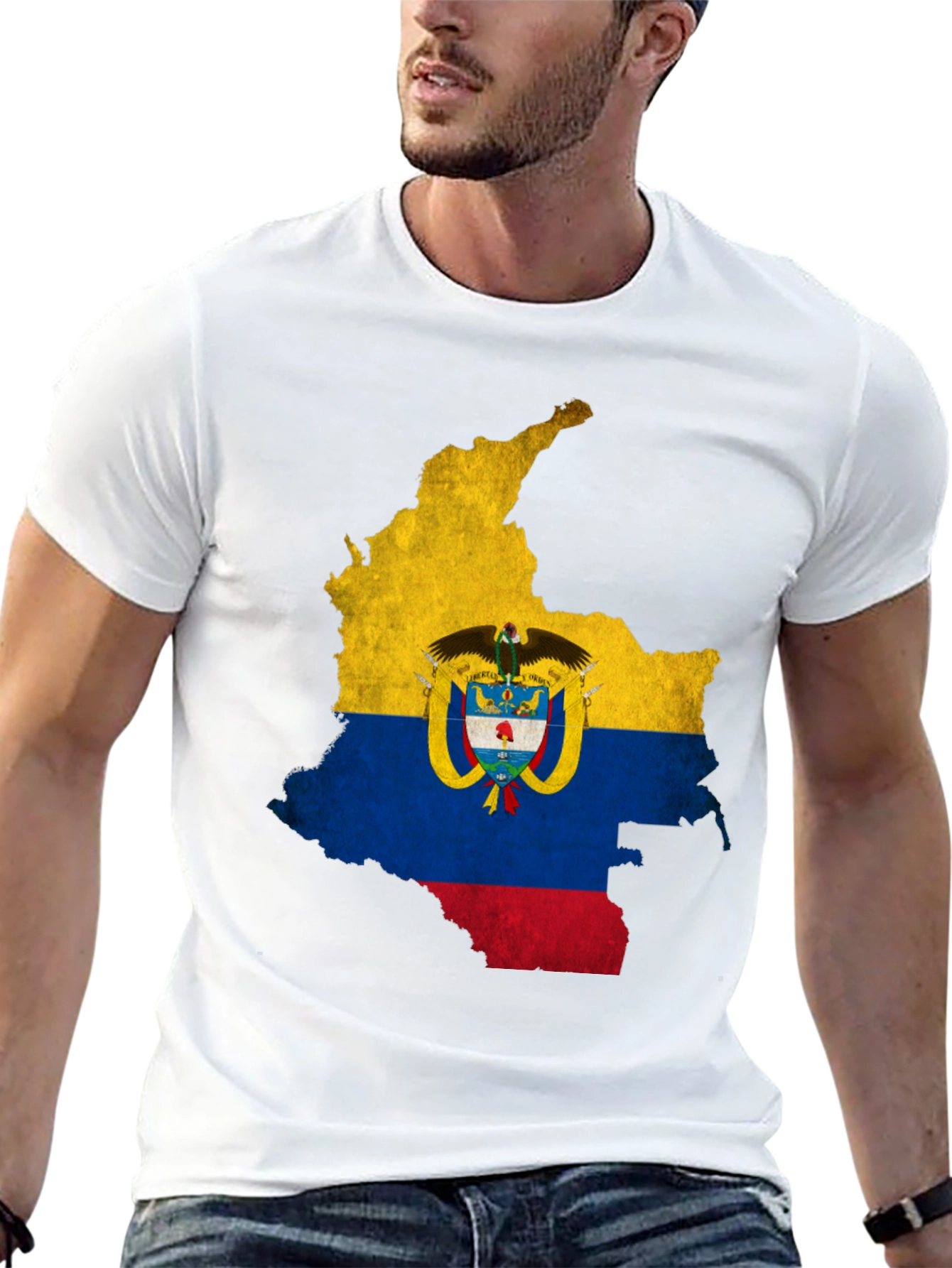 Colombia Flag Map Graphic Tee - Black