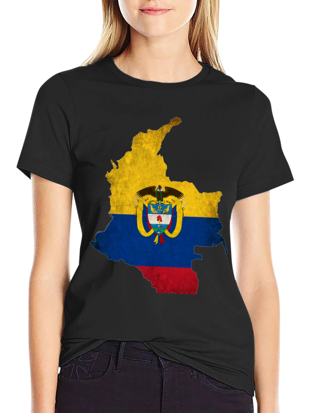 Colombia Flag Map Graphic Tee - Black