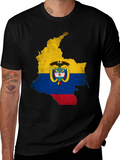 Colombia Flag Map Graphic Tee - Black