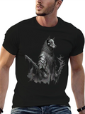 Dog Warrior Graphic Tee - Black Cotton Blend
