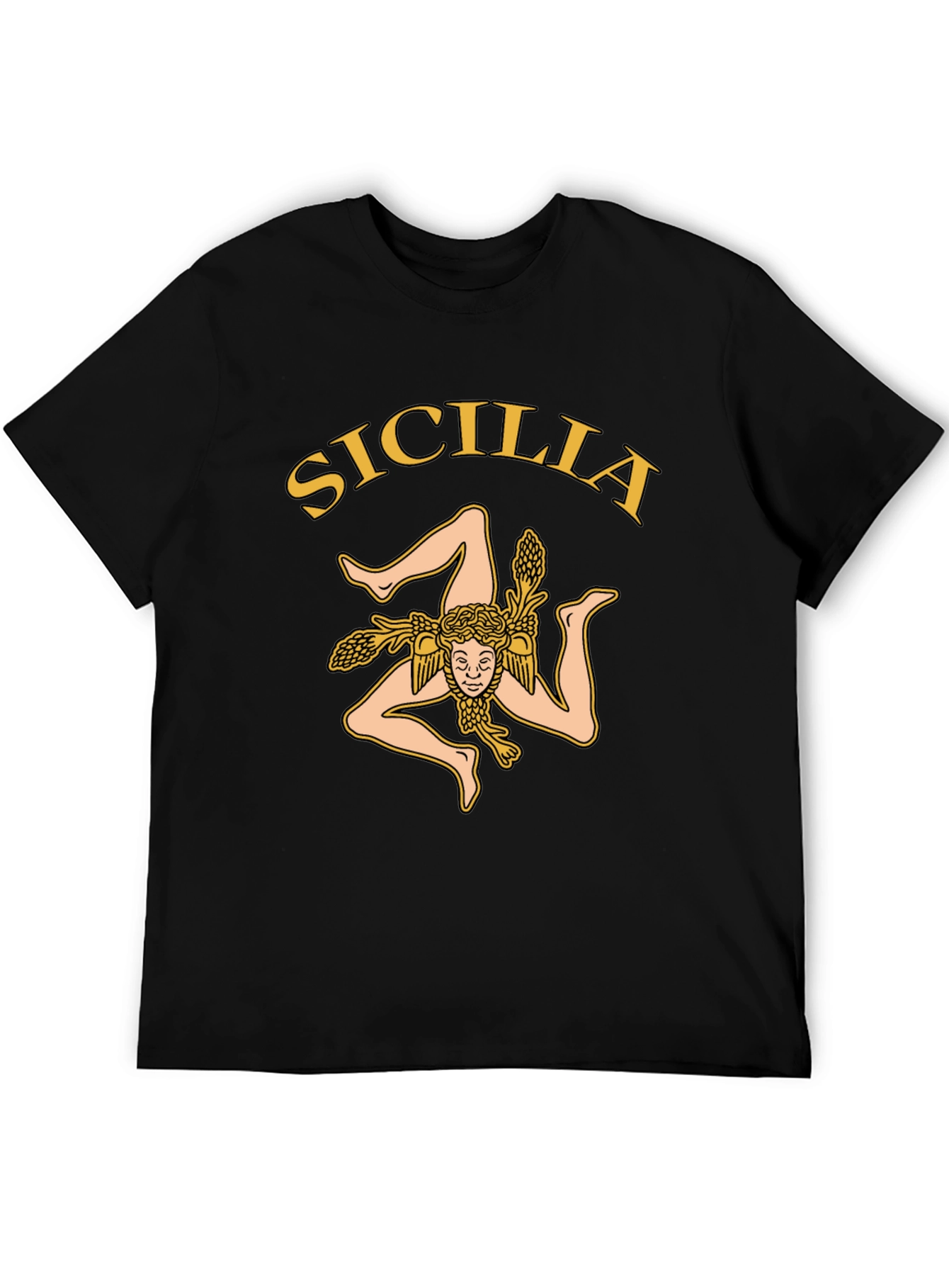 Sicilia Trinacria T-Shirt - Mens Black Tee