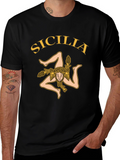 Sicilia Trinacria T-Shirt - Mens Black Tee