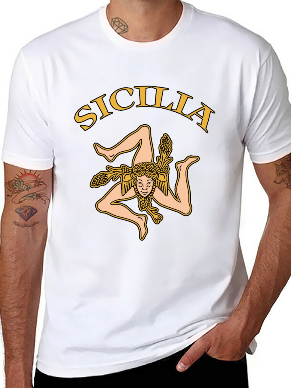 Sicilia Trinacria T-Shirt - Mens Black Tee