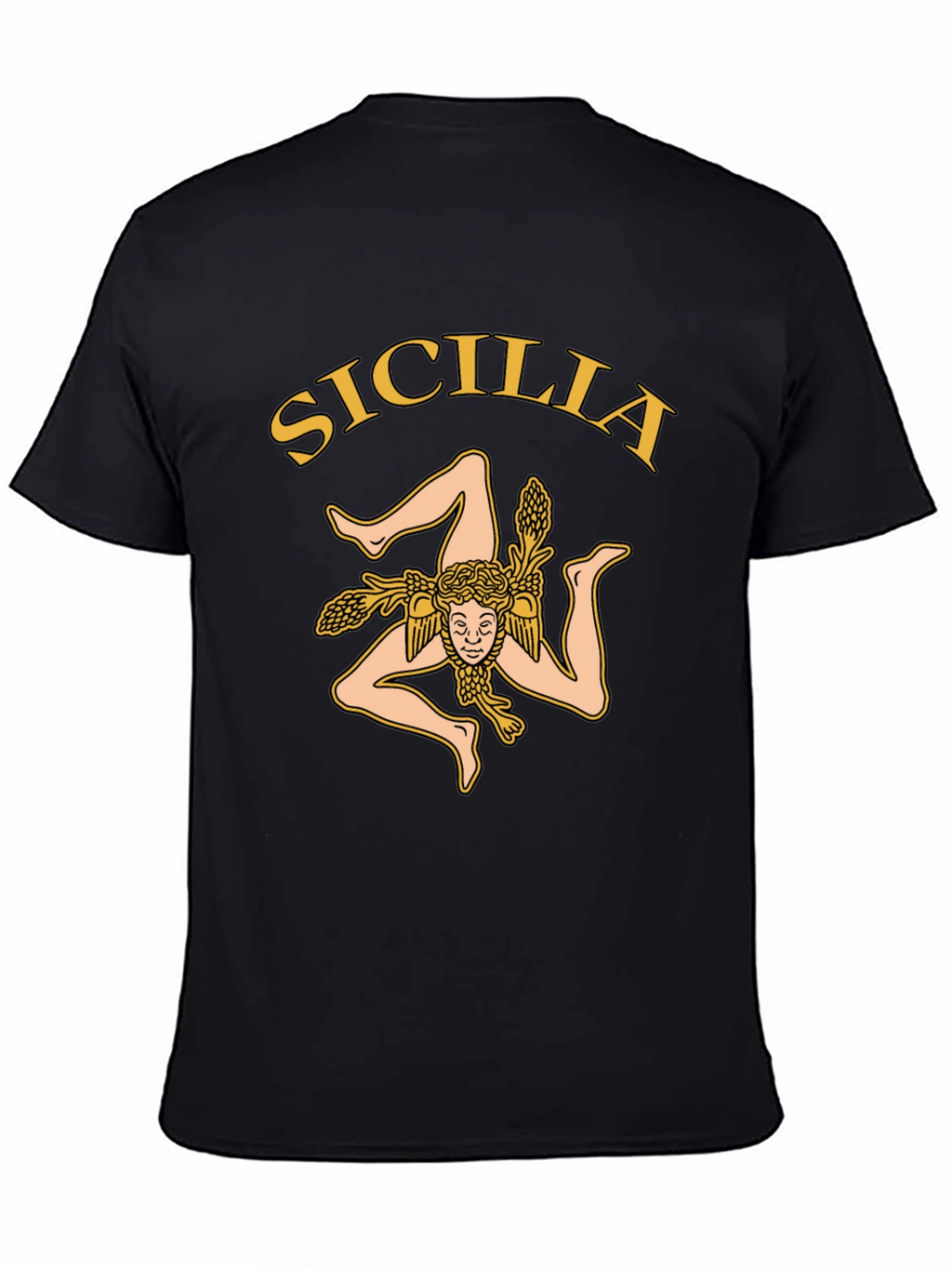Sicilia Trinacria T-Shirt - Mens Black Tee