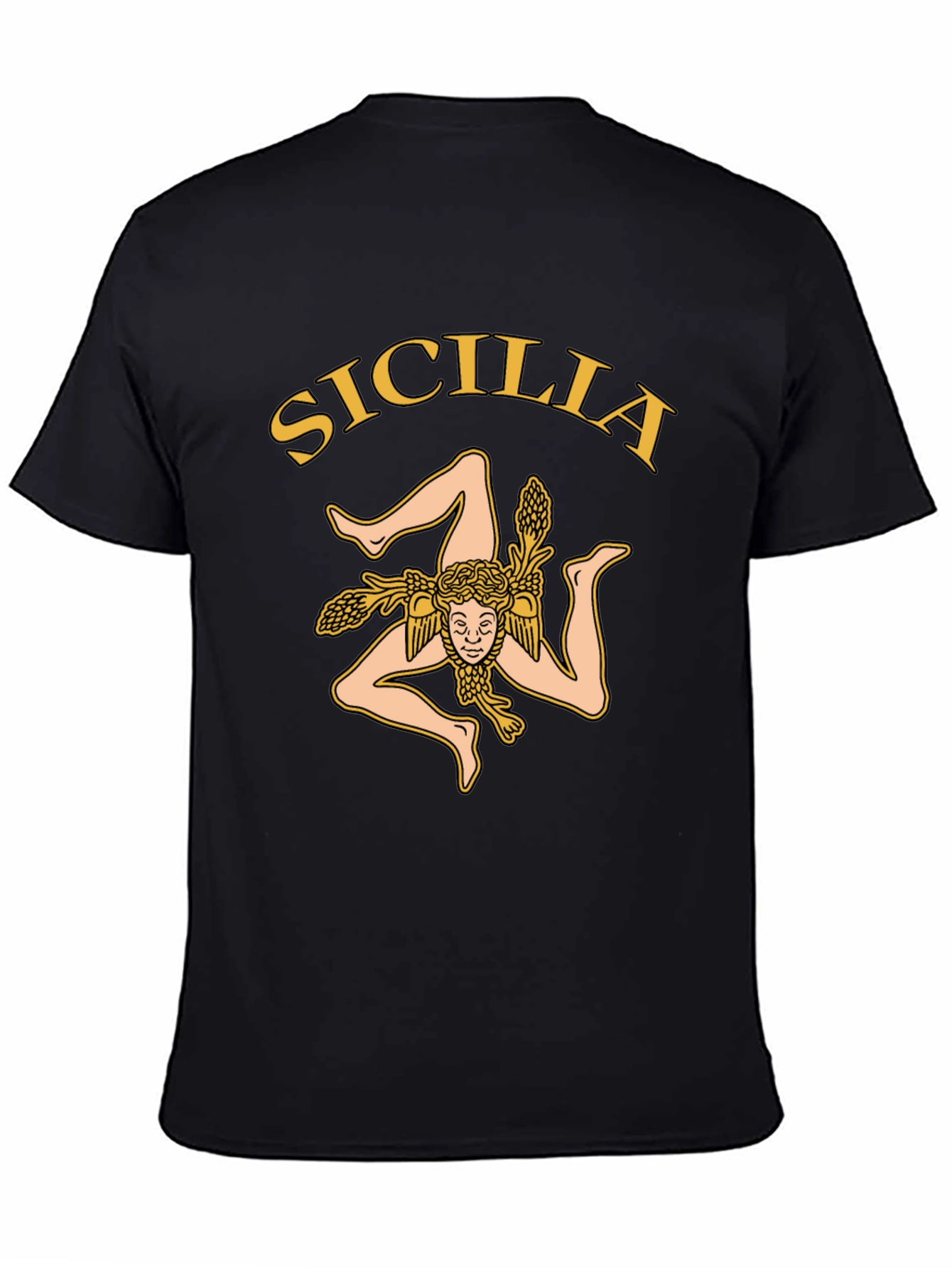 Sicilia Trinacria T-Shirt - Mens Black Tee
