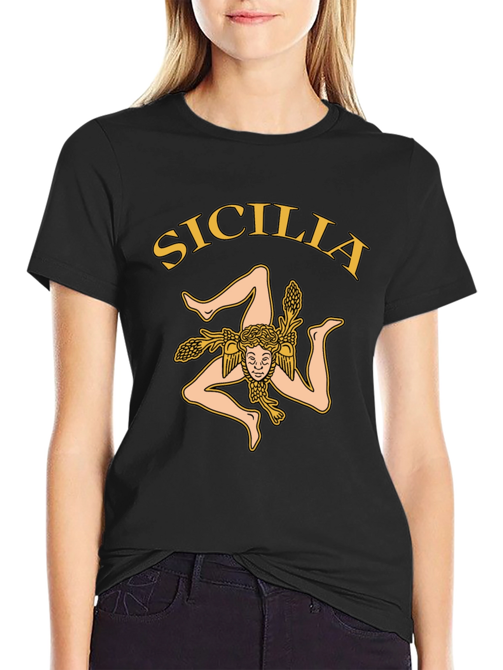Sicilia Trinacria T-Shirt - Mens Black Tee
