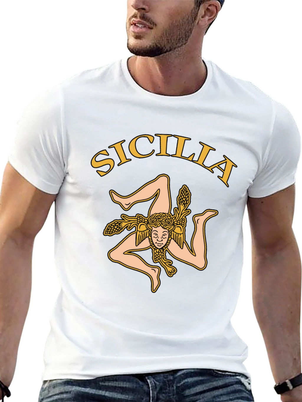 Sicilia Trinacria T-Shirt - Mens Black Tee