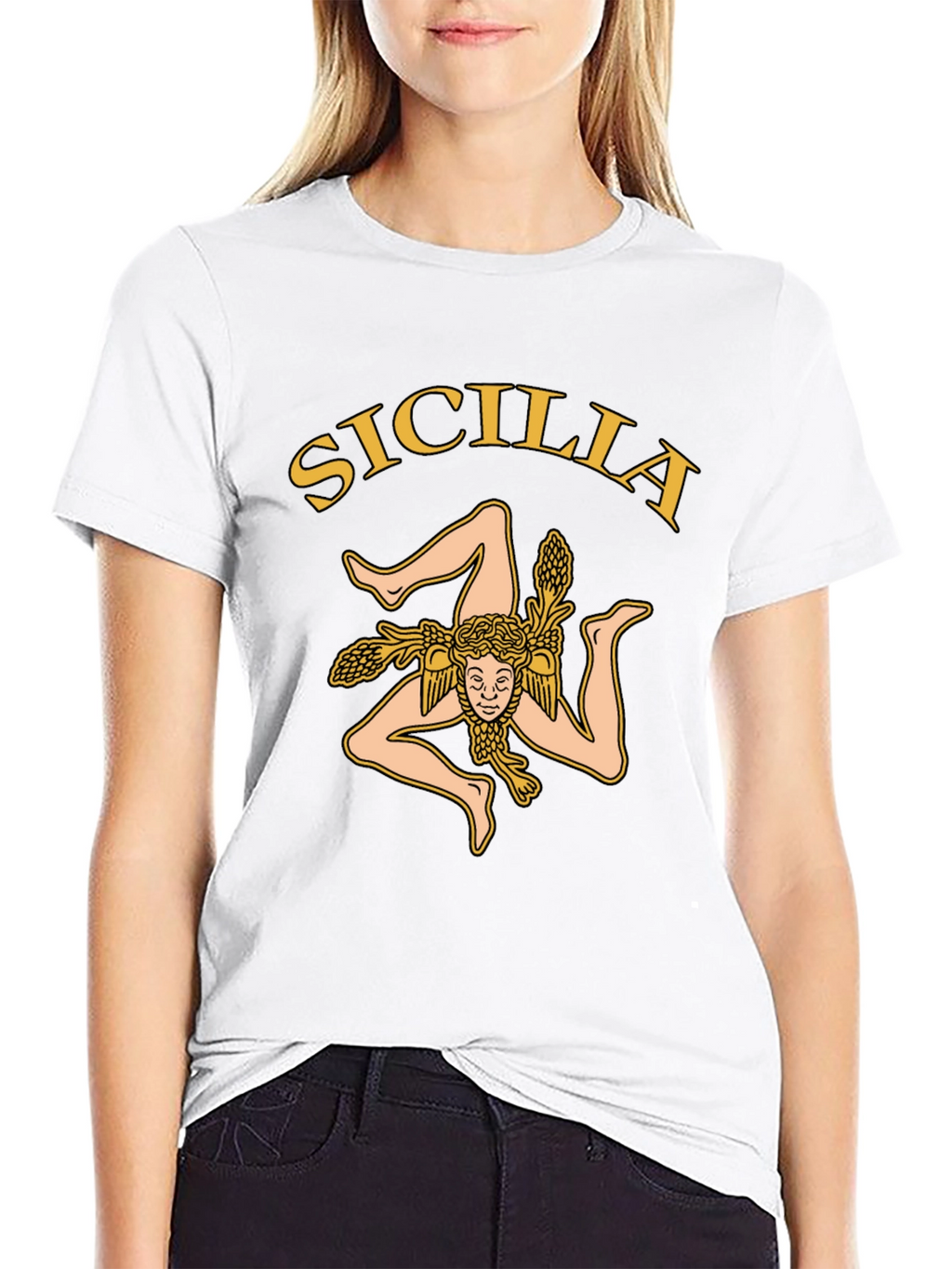 Sicilia Trinacria T-Shirt - Mens Black Tee