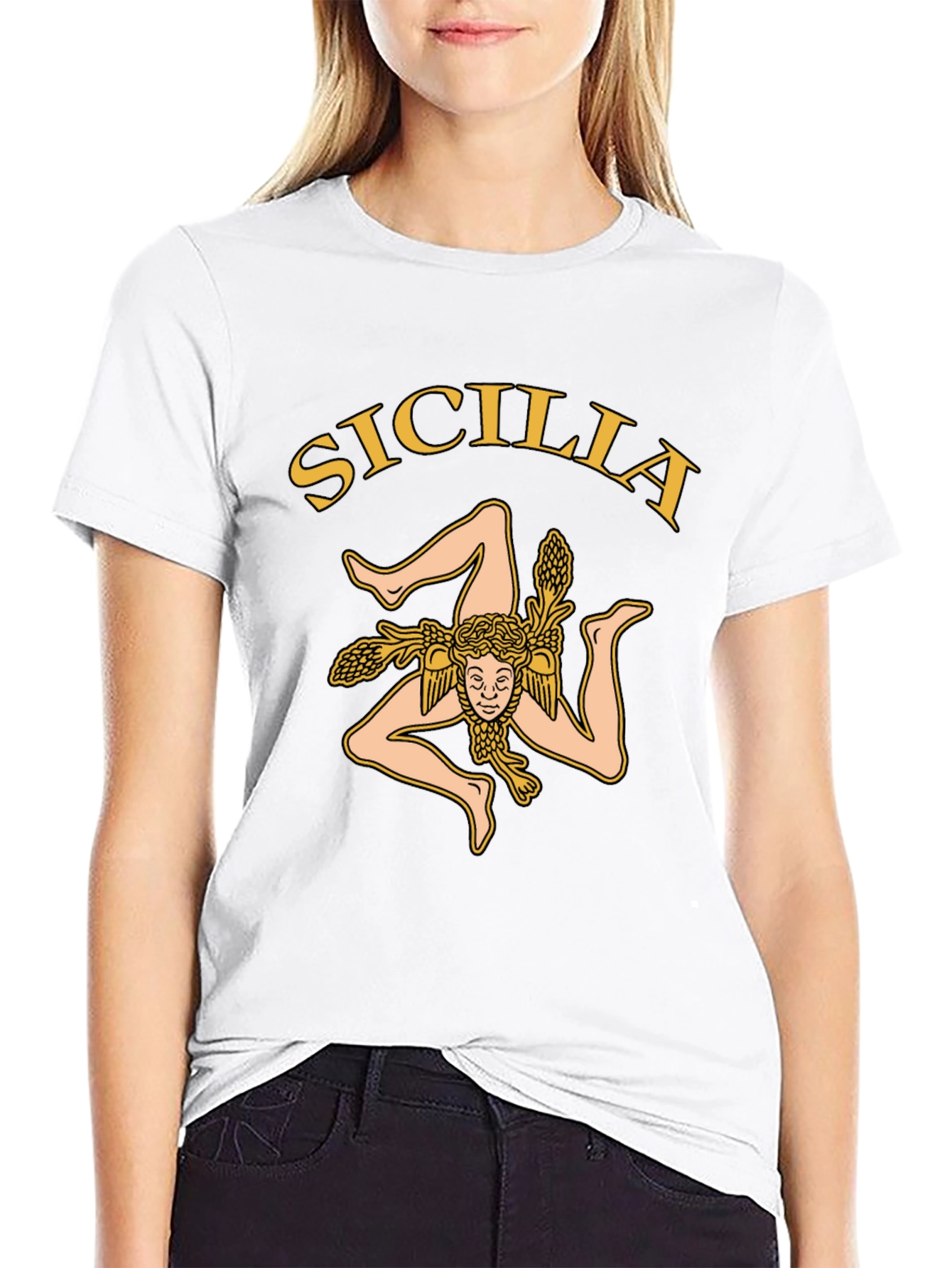 Sicilia Trinacria T-Shirt - Mens Black Tee
