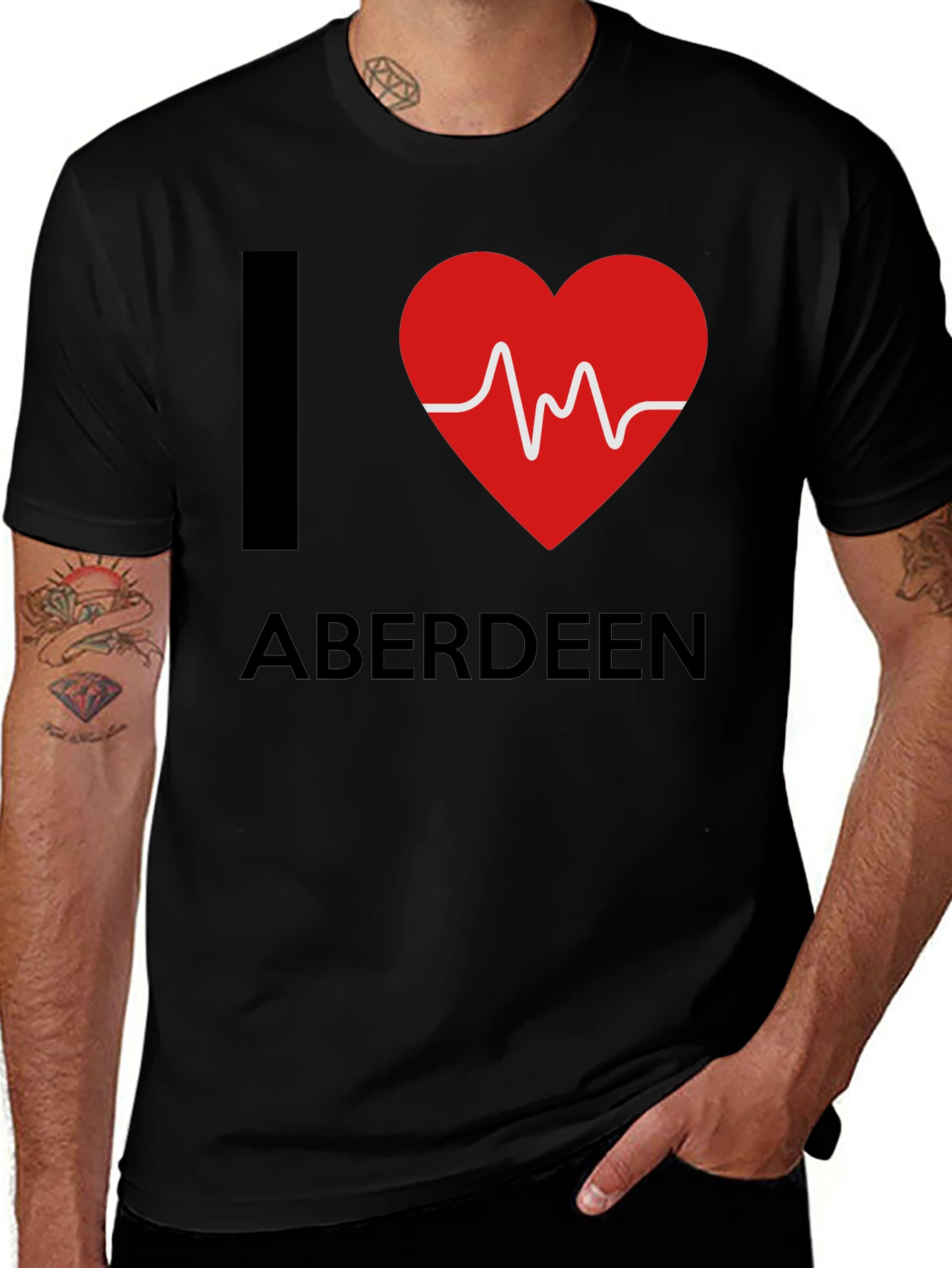 I Heart Aberdeen T-Shirt - Mens Black Tee