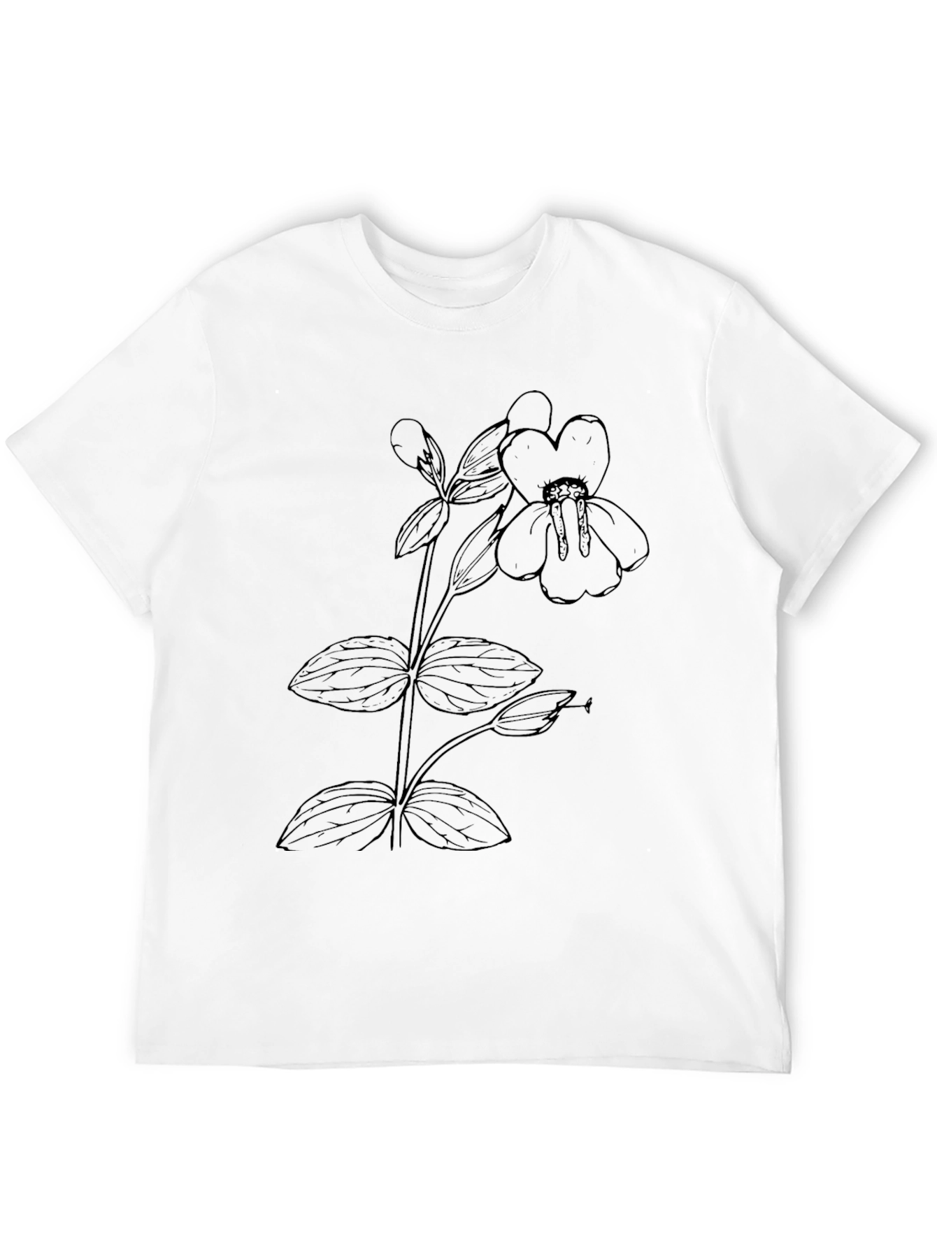 Botanical Print Tee - Minimalist Flower Design
