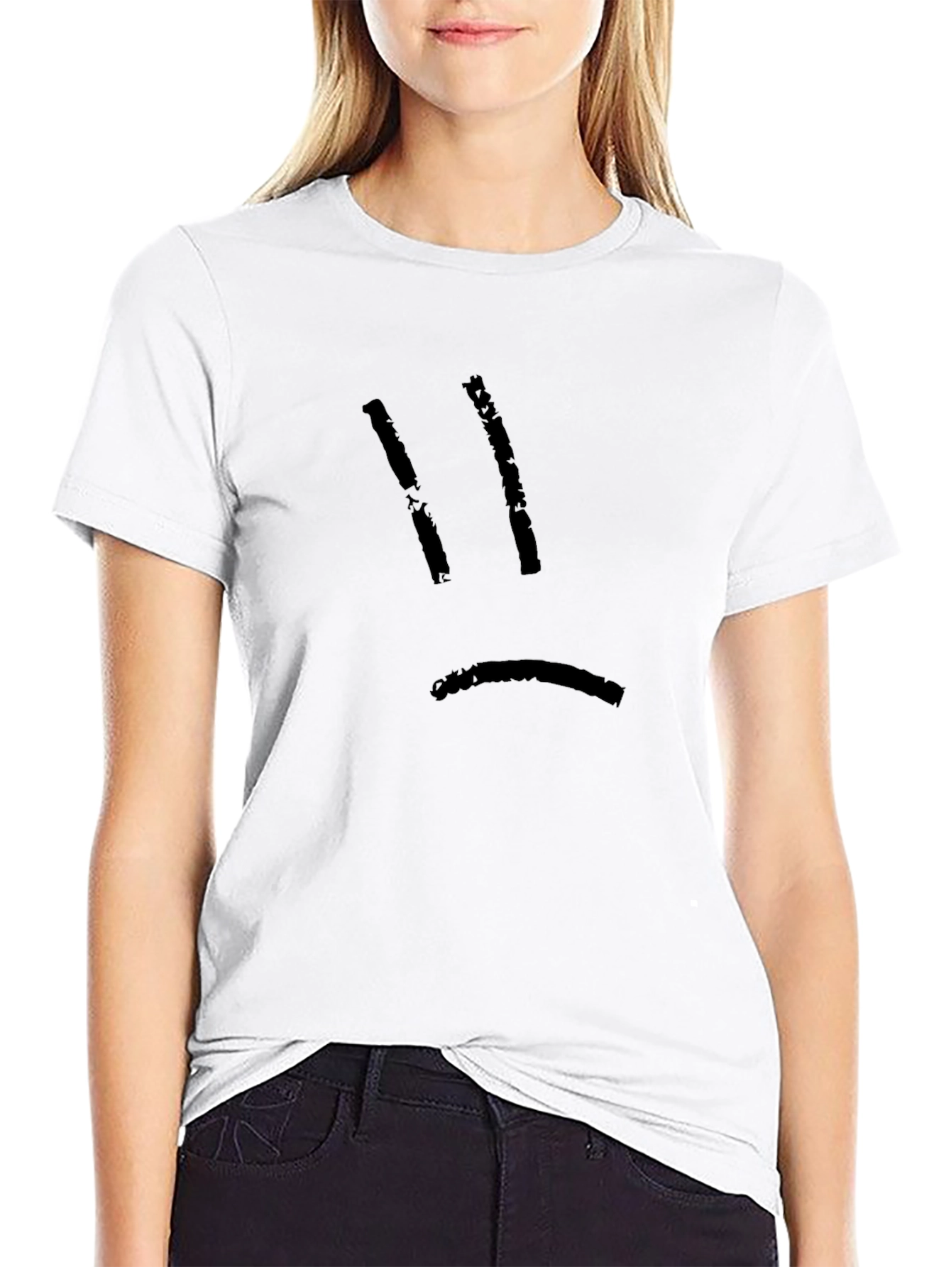 Sad Face Black T-Shirt